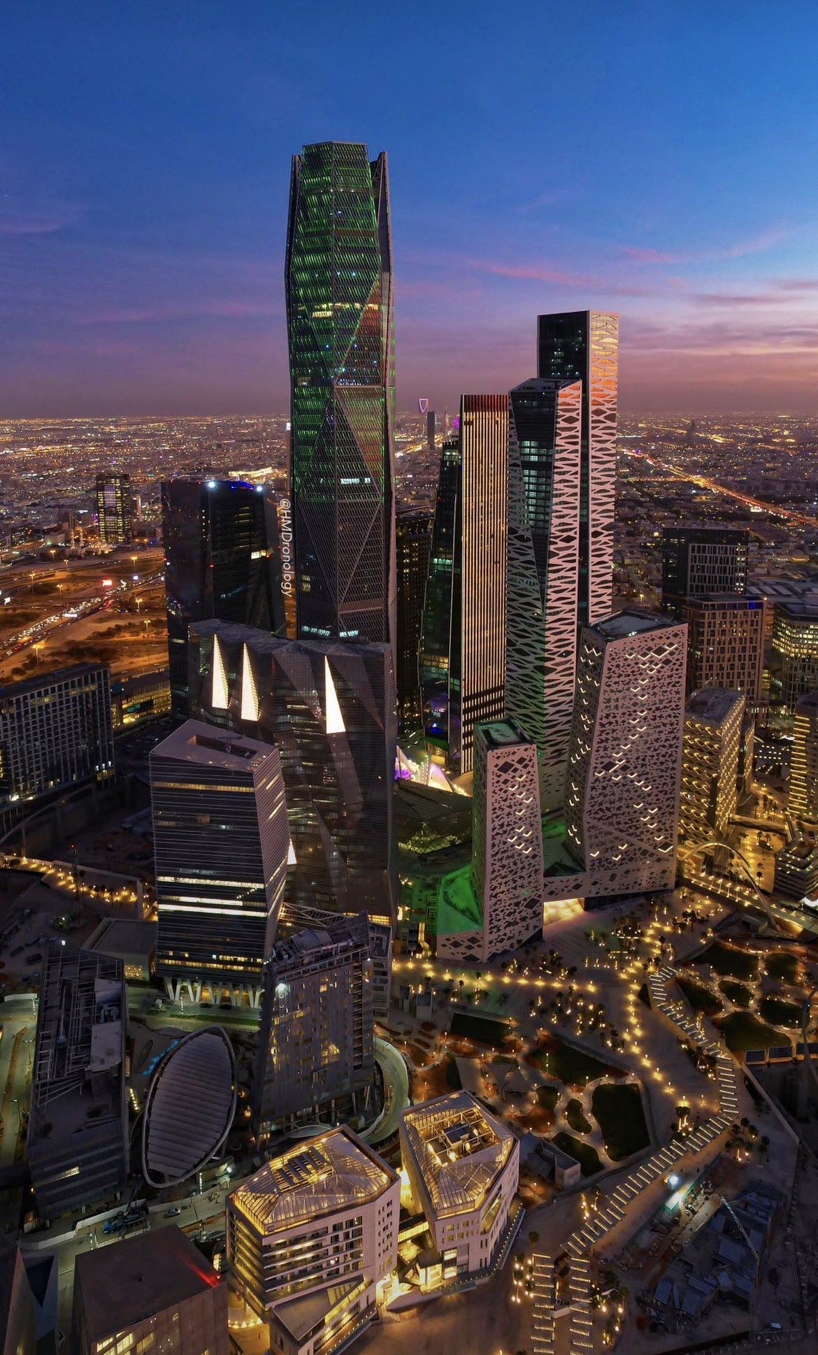 The Riyadh skyline at dusk